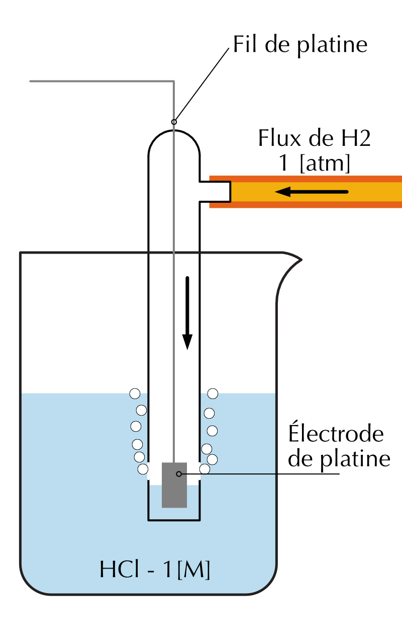 Schéma de l'électrode standard à hydrogène.